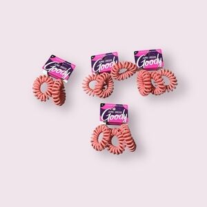 4 Set of 3 Pack NEW Goody Jelly Bands Ponytailers Spiral Hair Ties Pink X-Large